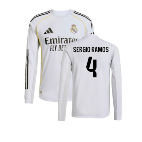 2025-2026 Real Madrid Authentic Long Sleeve Home Shirt (Sergio Ramos 4)