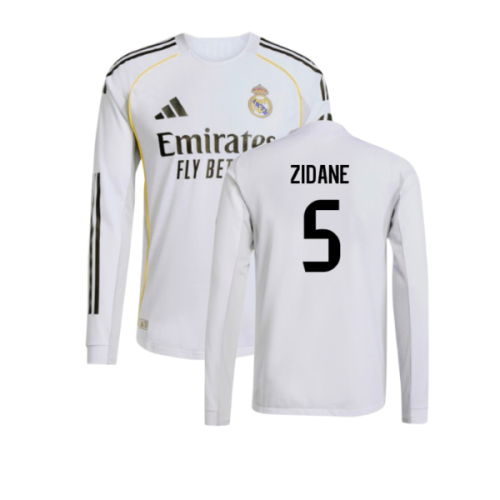 2025-2026 Real Madrid Authentic Long Sleeve Home Shirt (Zidane 5)