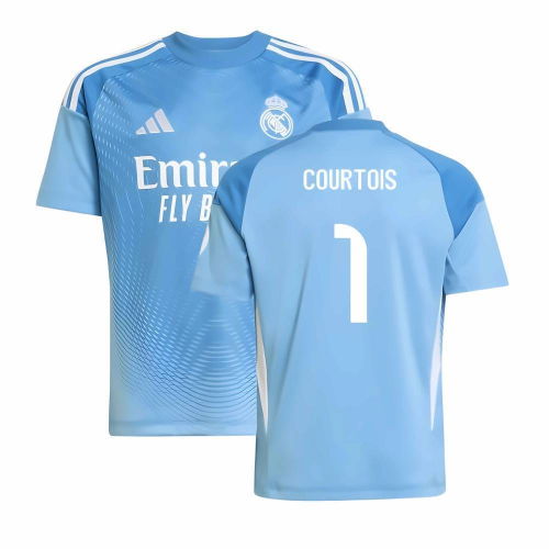 2025-2026 Real Madrid Home Goalkeeper Shirt (Blue) - Kids (Courtois 1)