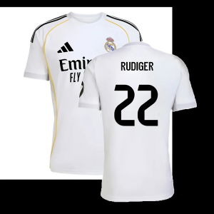 2025-2026 Real Madrid Home Shirt (Rudiger 22)