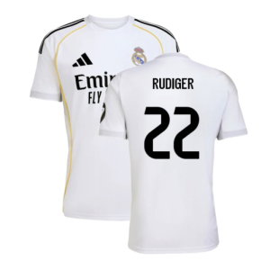 2025-2026 Real Madrid Home Shirt (Rudiger 22)