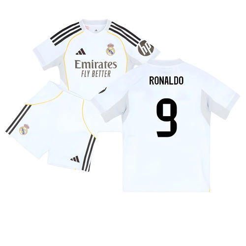 2025-2026 Real Madrid Home Youth Kit (Ronaldo 9)