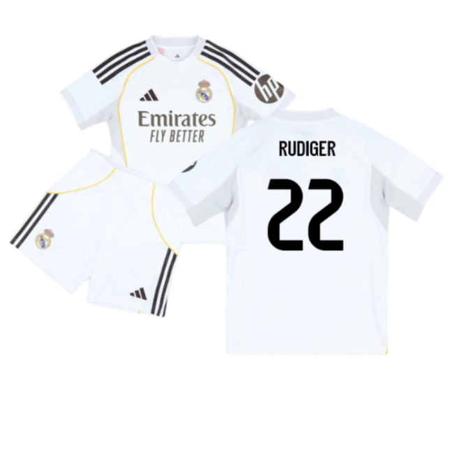 2025-2026 Real Madrid Home Youth Kit (Rudiger 22)