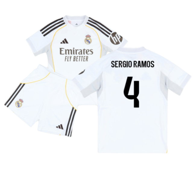 2025-2026 Real Madrid Home Youth Kit (Sergio Ramos 4)