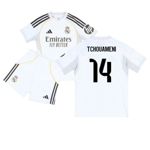 2025-2026 Real Madrid Home Youth Kit (Tchouameni 14)