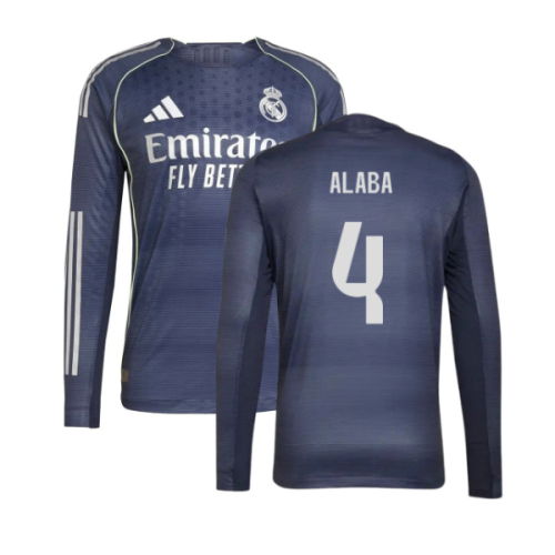 2025-2026 Real Madrid Long Sleeve Away Shirt (Alaba 4)