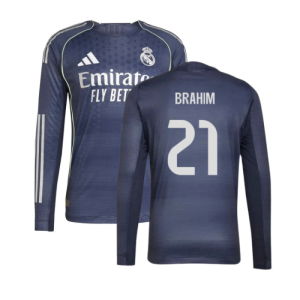 2025-2026 Real Madrid Long Sleeve Away Shirt (Brahim 21)