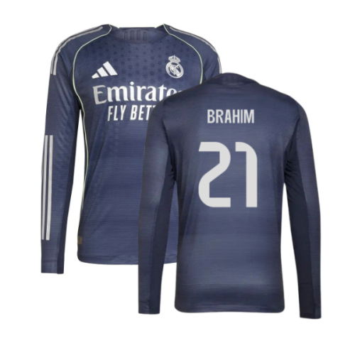 2025-2026 Real Madrid Long Sleeve Away Shirt (Brahim 21)
