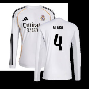 2025-2026 Real Madrid Long Sleeve Home Shirt (Alaba 4)