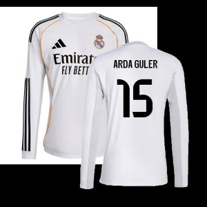 2025-2026 Real Madrid Long Sleeve Home Shirt (Arda Guler 15)