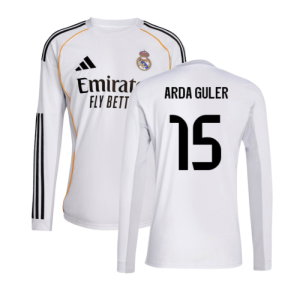 2025-2026 Real Madrid Long Sleeve Home Shirt (Arda Guler 15)