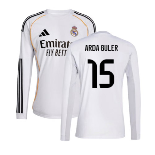 2025-2026 Real Madrid Long Sleeve Home Shirt (Arda Guler 15)