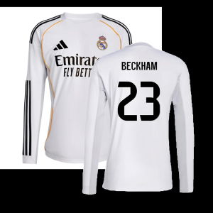 2025-2026 Real Madrid Long Sleeve Home Shirt (Beckham 23)
