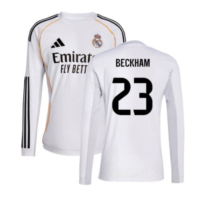 2025-2026 Real Madrid Long Sleeve Home Shirt (Beckham 23)