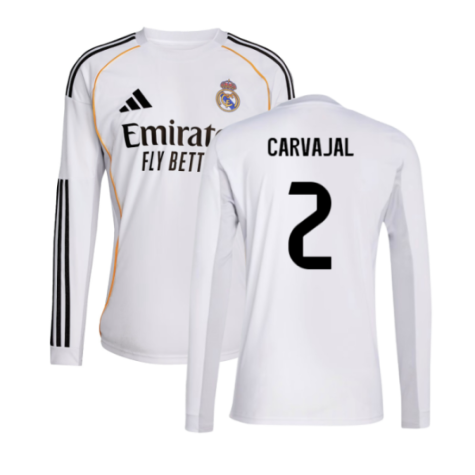 2025-2026 Real Madrid Long Sleeve Home Shirt (Carvajal 2)
