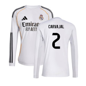 2025-2026 Real Madrid Long Sleeve Home Shirt (Carvajal 2)