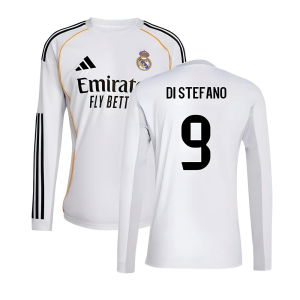 2025-2026 Real Madrid Long Sleeve Home Shirt (Di Stefano 9)