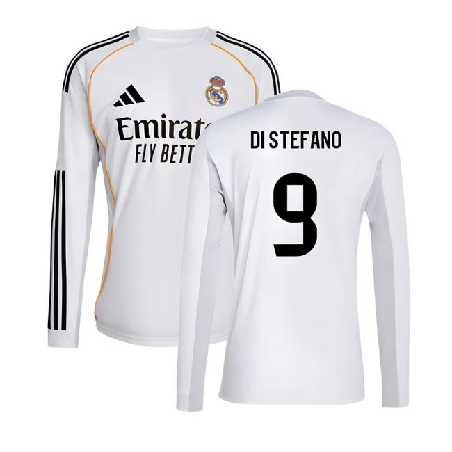 2025-2026 Real Madrid Long Sleeve Home Shirt (Di Stefano 9)
