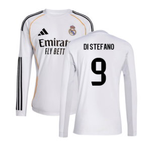 2025-2026 Real Madrid Long Sleeve Home Shirt (Di Stefano 9)