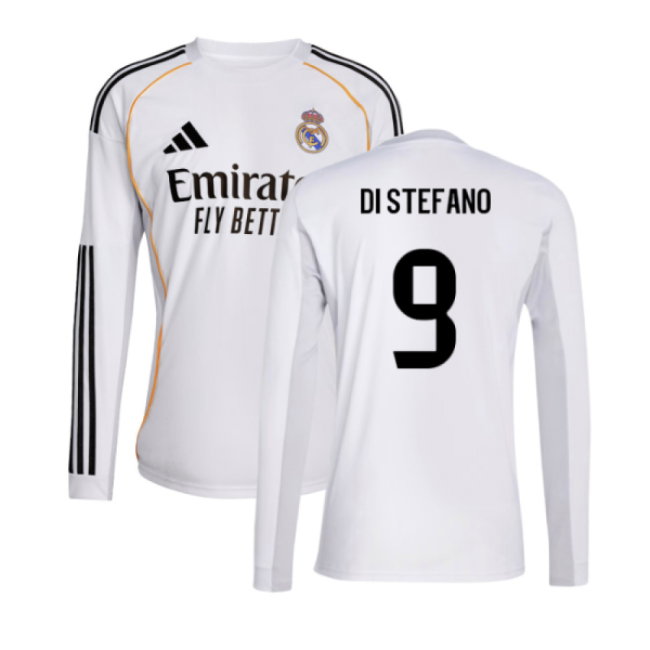 2025-2026 Real Madrid Long Sleeve Home Shirt (Di Stefano 9)