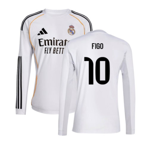 2025-2026 Real Madrid Long Sleeve Home Shirt (Figo 10)