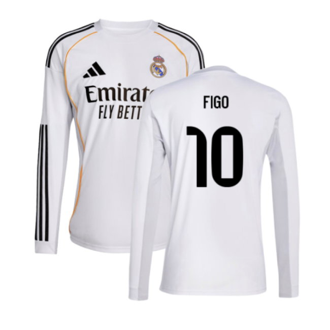 2025-2026 Real Madrid Long Sleeve Home Shirt (Figo 10)