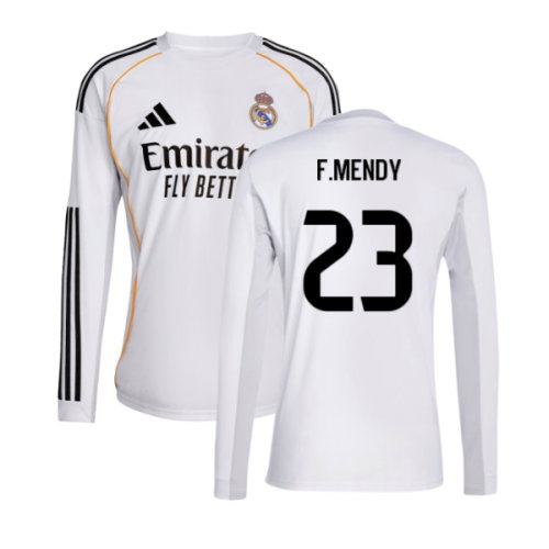 2025-2026 Real Madrid Long Sleeve Home Shirt (F.Mendy 23)