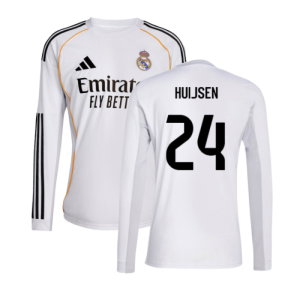 2025-2026 Real Madrid Long Sleeve Home Shirt (Huijsen 24)