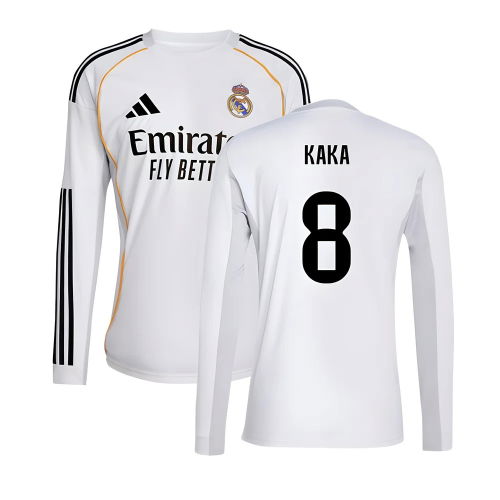 2025-2026 Real Madrid Long Sleeve Home Shirt (Kaka 8)
