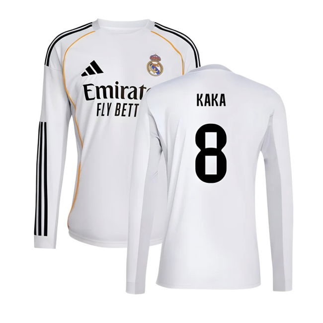 2025-2026 Real Madrid Long Sleeve Home Shirt (Kaka 8)