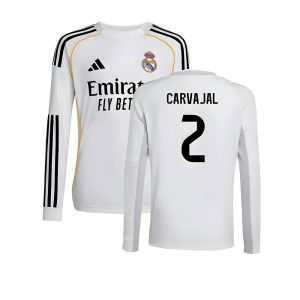 2025-2026 Real Madrid Long Sleeve Home Shirt (Kids) (Carvajal 2)