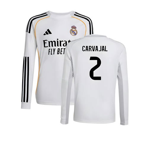 2025-2026 Real Madrid Long Sleeve Home Shirt (Kids) (Carvajal 2)