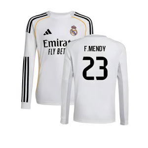2025-2026 Real Madrid Long Sleeve Home Shirt (Kids) (F.Mendy 23)