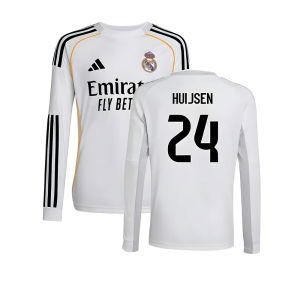 2025-2026 Real Madrid Long Sleeve Home Shirt (Kids) (Huijsen 24)