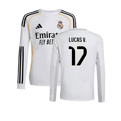 2025-2026 Real Madrid Long Sleeve Home Shirt (Kids) (Lucas V. 17)