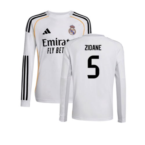 2025-2026 Real Madrid Long Sleeve Home Shirt (Kids) (Zidane 5)