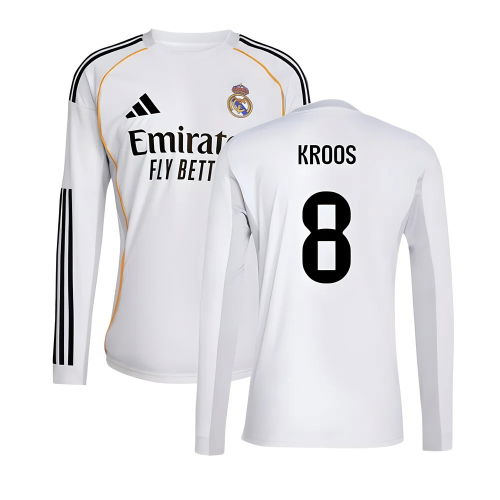 2025-2026 Real Madrid Long Sleeve Home Shirt (Kroos 8)