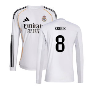 2025-2026 Real Madrid Long Sleeve Home Shirt (Kroos 8)