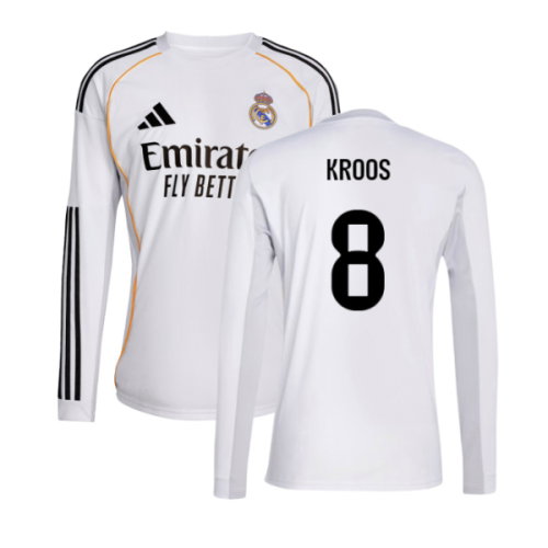 2025-2026 Real Madrid Long Sleeve Home Shirt (Kroos 8)