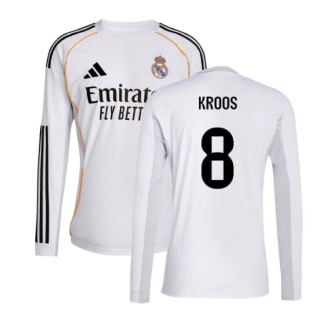2025-2026 Real Madrid Long Sleeve Home Shirt (Kroos 8)