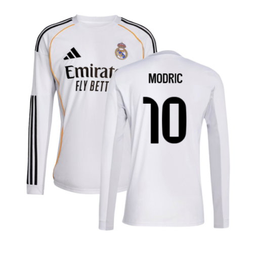 2025-2026 Real Madrid Long Sleeve Home Shirt (Modric 10)