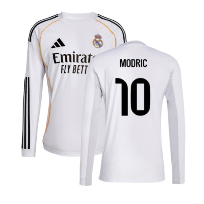 2025-2026 Real Madrid Long Sleeve Home Shirt (Modric 10)