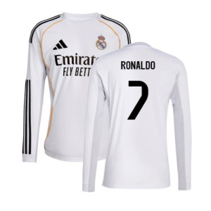 2025-2026 Real Madrid Long Sleeve Home Shirt (Ronaldo 7)