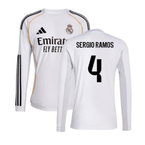 2025-2026 Real Madrid Long Sleeve Home Shirt (Sergio Ramos 4)