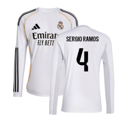 2025-2026 Real Madrid Long Sleeve Home Shirt (Sergio Ramos 4)