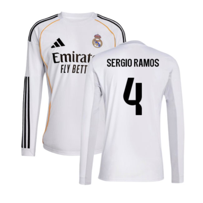 2025-2026 Real Madrid Long Sleeve Home Shirt (Sergio Ramos 4)