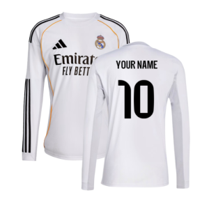 2025-2026 Real Madrid Long Sleeve Home Shirt