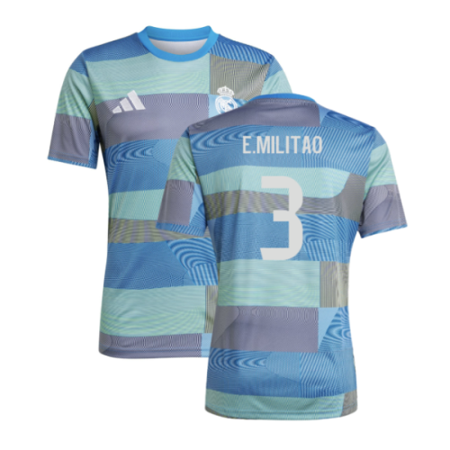 2025-2026 Real Madrid Pre-Match Shirt (Blue) (E.Militao 3)