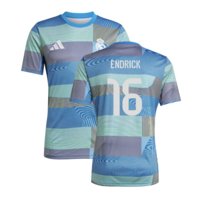 2025-2026 Real Madrid Pre-Match Shirt (Blue) (Endrick 16)