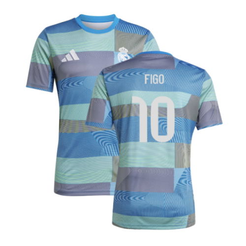 2025-2026 Real Madrid Pre-Match Shirt (Blue) (Figo 10)